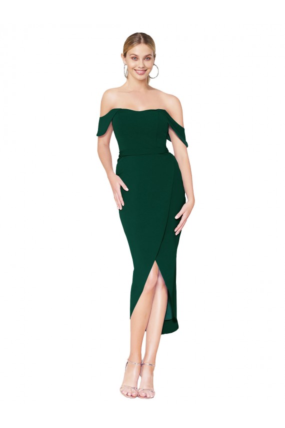 Acheter Sirène Épaule Dénudée Col Haut Crêpe Stretch Courte Asymétrique Robes demoiselle d'honneur / Robes de soirée / Robes de cocktail