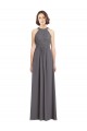 Acheter Stormy Silver Trapèze Licou Mousseline Dentelle Longue Robes demoiselle d'honneur