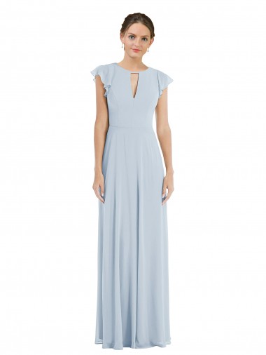 Acheter Trapèze Bateau Mousseline Longue Formelles Robes demoiselle d'honneur / Robes de soirée