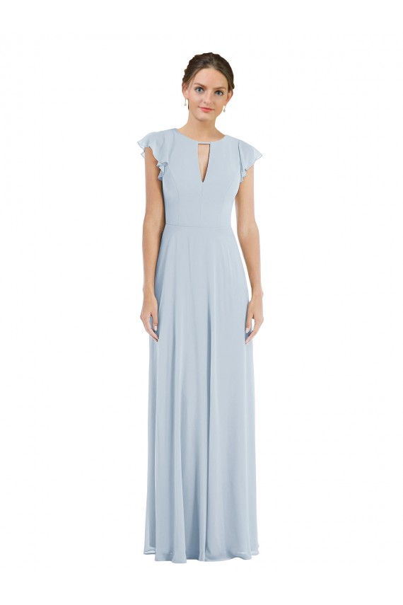 Acheter Trapèze Bateau Mousseline Longue Formelles Robes demoiselle d'honneur / Robes de soirée