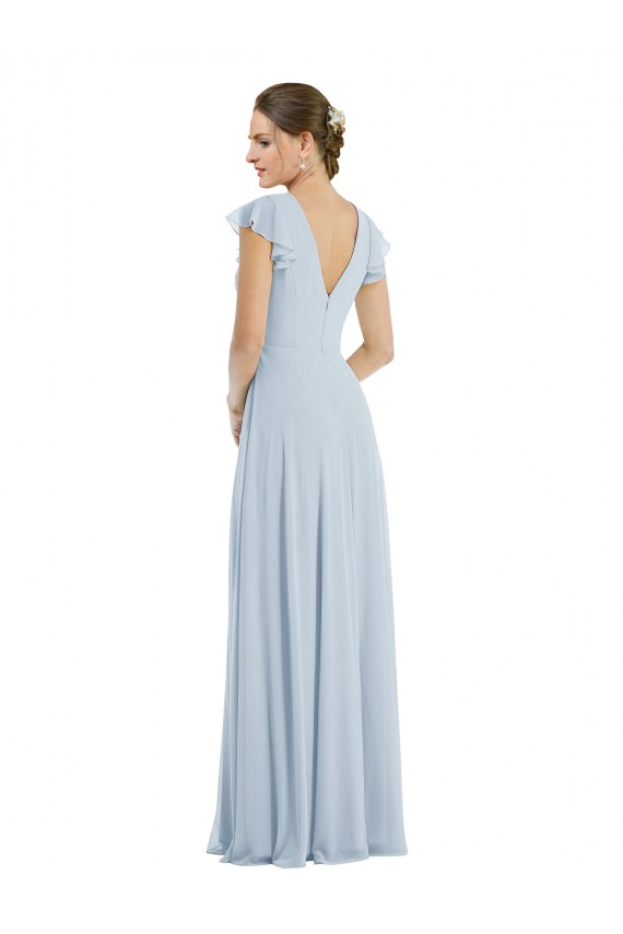 Acheter Trapèze Bateau Mousseline Longue Formelles Robes demoiselle d'honneur / Robes de soirée