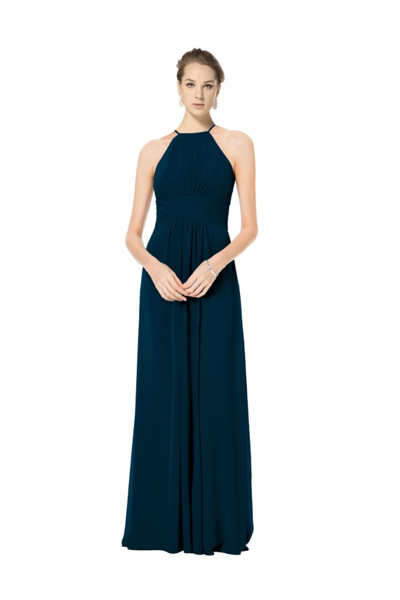 Acheter Trapèze Bretelles spaghetti Mousseline Longue Robes demoiselle d'honneur