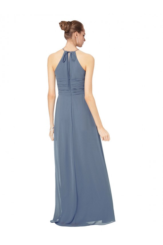 Acheter Trapèze Bretelles spaghetti Mousseline Longue Robes demoiselle d'honneur
