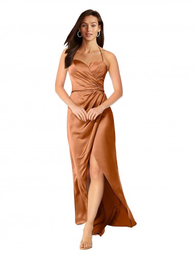 Acheter Trapèze Bretelles spaghetti Satiné Soyeux Longue Asymétrique Formelles Robes demoiselle d'honneur / Robes de soirée / Robes de bal