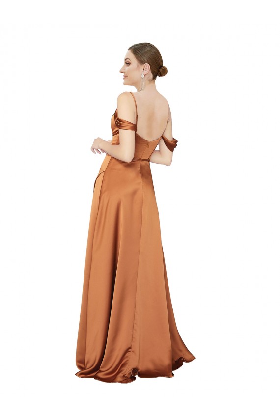 Acheter Trapèze Bretelles spaghetti Satiné Soyeux Longue Formelles Robes demoiselle d'honneur / Robes de soirée / Robes de bal