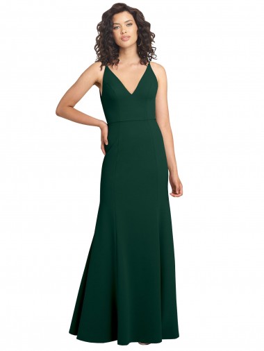 Acheter Trapèze Col V Crêpe Stretch Longue Formelles Robes demoiselle d'honneur / Robes de soirée / Robes de bal