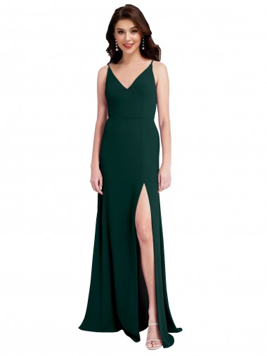 Acheter Trapèze Col V Crêpe Stretch Longue Formelles Robes demoiselle d'honneur / Robes de soirée / Robes de bal