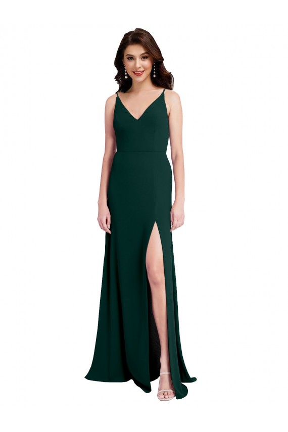 Acheter Trapèze Col V Crêpe Stretch Longue Formelles Robes demoiselle d'honneur / Robes de soirée / Robes de bal