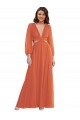 Acheter Trapèze Col V Mousseline Longue Asymétrique Robes demoiselle d'honneur