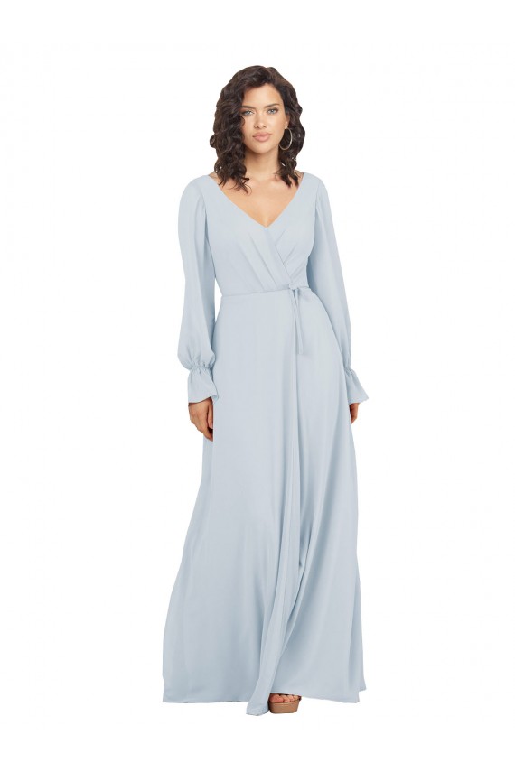Acheter Trapèze Col V Mousseline Longue Robes demoiselle d'honneur