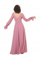 Acheter Trapèze Col V Mousseline Longue Robes demoiselle d'honneur
