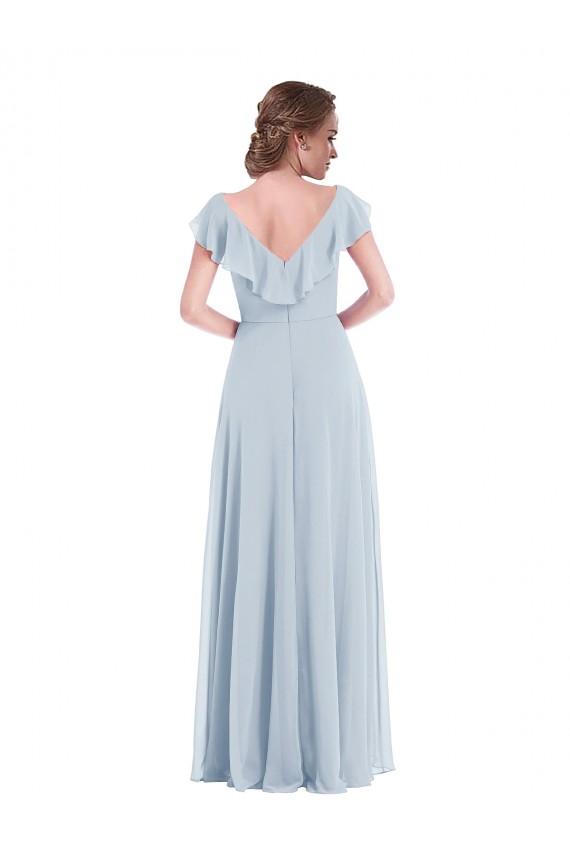 Acheter Trapèze Col V Mousseline Longue Robes demoiselle d'honneur