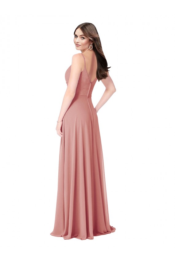 Acheter Trapèze Col V Mousseline Longue Robes demoiselle d'honneur