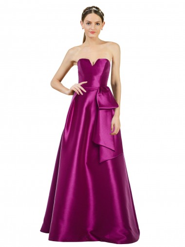 Acheter Trapèze Col V Satiné Longue Robes demoiselle d'honneur / Robes de bal