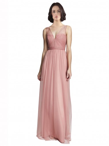 Acheter Trapèze Col V Tulle Longue Robes demoiselle d'honneur