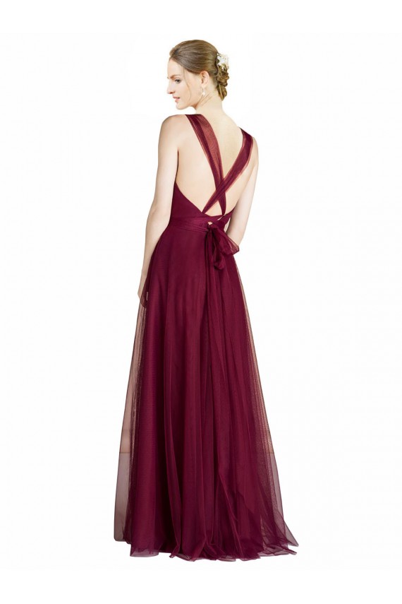 Acheter Trapèze Col V Tulle Longue Robes demoiselle d'honneur