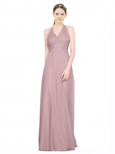 Acheter Trapèze Licou Col V Tulle Longue Robes demoiselle d'honneur