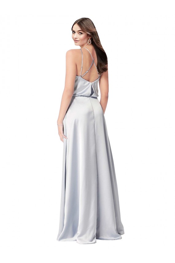 Acheter Trapèze Licou Satiné Soyeux Longue Formelles Robes demoiselle d'honneur / Robes de soirée