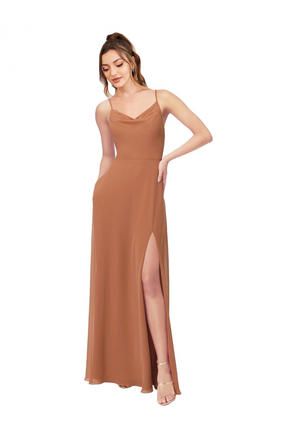 Acheter Trapèze Mousseline Longue Robes demoiselle d'honneur