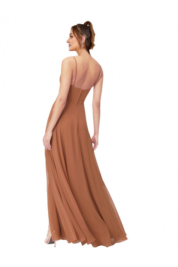 Acheter Trapèze Mousseline Longue Robes demoiselle d'honneur