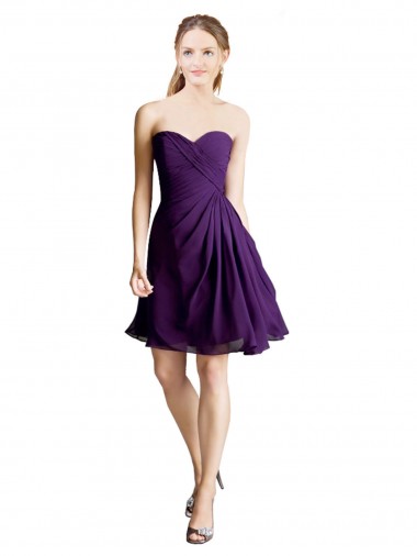 Acheter Trapèze Sans bretelle Mousseline Courte Robes demoiselle d'honneur / Robes de cocktail