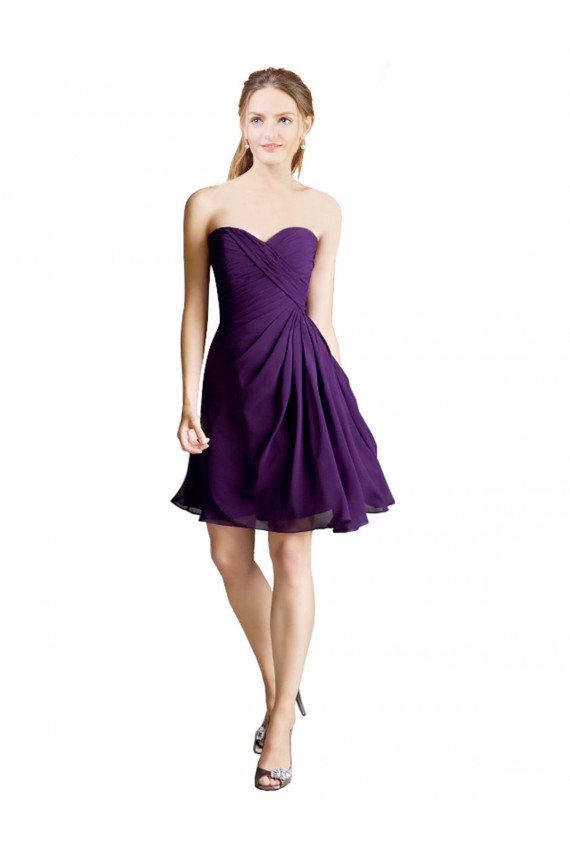 Acheter Trapèze Sans bretelle Mousseline Courte Robes demoiselle d'honneur / Robes de cocktail