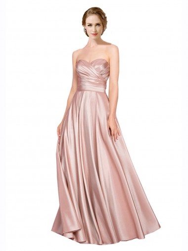 Acheter Trapèze Sans bretelle Satiné Stretch Longue Formelles Robes demoiselle d'honneur / Robes de soirée / Robes de bal