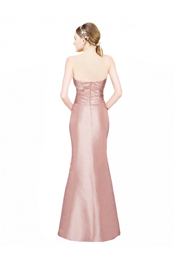 Acheter Trapèze Sans bretelle Satiné Stretch Longue Formelles Robes demoiselle d'honneur / Robes de soirée / Robes de bal