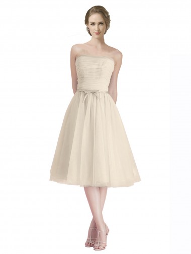 Acheter Trapèze Sans bretelle Tulle Courte Robes demoiselle d'honneur / Robes de cocktail