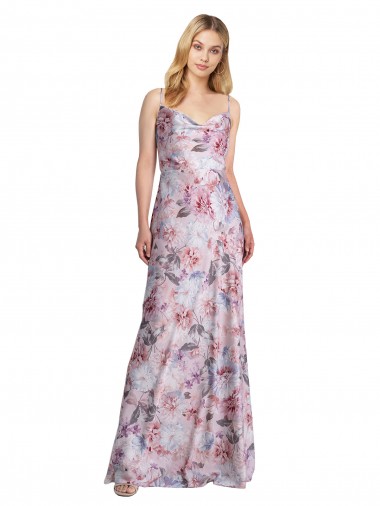 Acheter Trapèze Satiné Stretch Floral Longue Formelles Robes demoiselle d'honneur / Robes de soirée