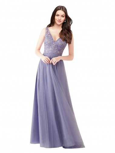 Acheter Trapèze Tulle Dentelle Longue Robes demoiselle d'honneur