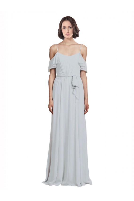 Acheter Trapèze Épaule Dénudée Bretelles spaghetti Mousseline Longue Robes demoiselle d'honneur