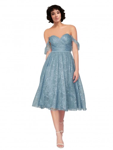 Acheter Trapèze Épaule Dénudée Dentelle Courte Robes demoiselle d'honneur / Robes de cocktail