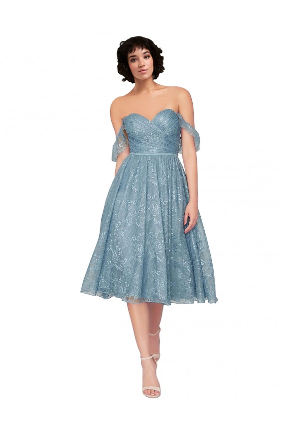 Acheter Trapèze Épaule Dénudée Dentelle Courte Robes demoiselle d'honneur / Robes de cocktail