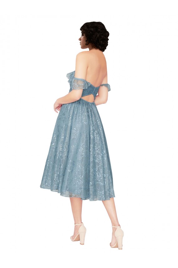 Acheter Trapèze Épaule Dénudée Dentelle Courte Robes demoiselle d'honneur / Robes de cocktail