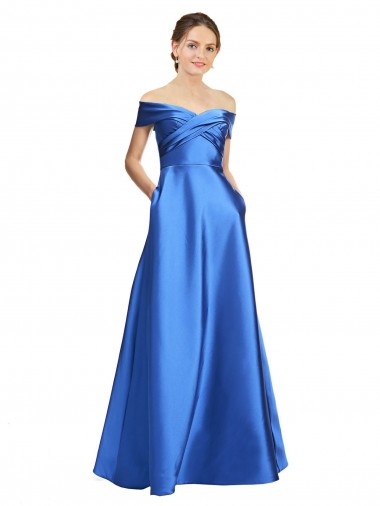 Acheter Trapèze Épaule Dénudée Satiné Longue Formelles Robes demoiselle d'honneur / Robes de soirée / Robes de bal