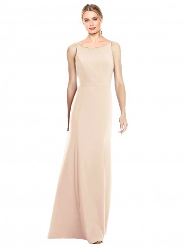 Acheter Trompette Bateau Crêpe Stretch Longue Robes demoiselle d'honneur / Robes de bal