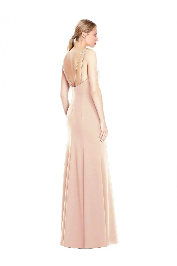 Acheter Trompette Bateau Crêpe Stretch Longue Robes demoiselle d'honneur / Robes de bal