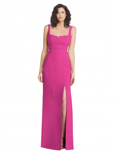 Acheter Trompette Col Carré Crêpe Stretch Longue Robes demoiselle d'honneur / Robes de bal