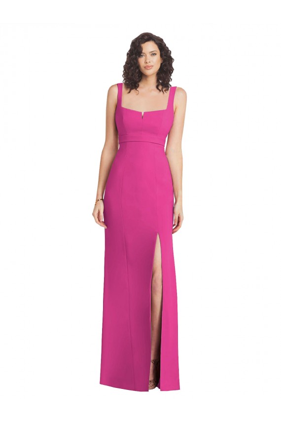 Acheter Trompette Col Carré Crêpe Stretch Longue Robes demoiselle d'honneur / Robes de bal