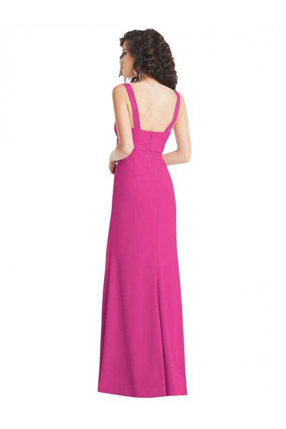 Acheter Trompette Col Carré Crêpe Stretch Longue Robes demoiselle d'honneur / Robes de bal