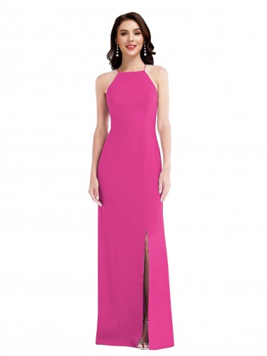 Acheter Trompette Licou Col Haut Crêpe Stretch Longue Formelles Robes demoiselle d'honneur / Robes de soirée / Robes de bal