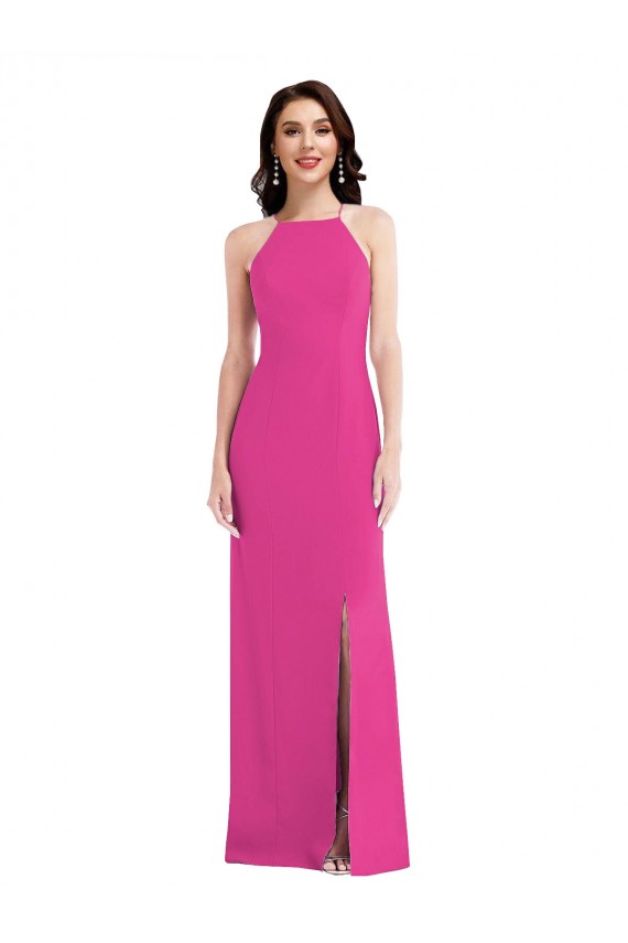 Acheter Trompette Licou Col Haut Crêpe Stretch Longue Formelles Robes demoiselle d'honneur / Robes de soirée / Robes de bal