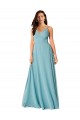 Acheter Turquoise Trapèze Col V Mousseline Longue Robes demoiselle d'honneur