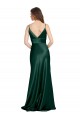 Acheter Vert Chasseur Fourreau Bretelles spaghetti Col V Satiné Stretch Longue Formelles Robes demoiselle d'honneur / Robes de soirée / Robes de bal