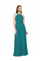 Acheter Vert Chasseur Fourreau Col Haut Mousseline Longue Robes demoiselle d'honneur