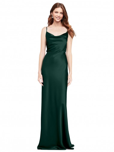 Acheter Vert Chasseur Fourreau Satiné Stretch Longue Formelles Robes demoiselle d'honneur / Robes de soirée / Robes de bal