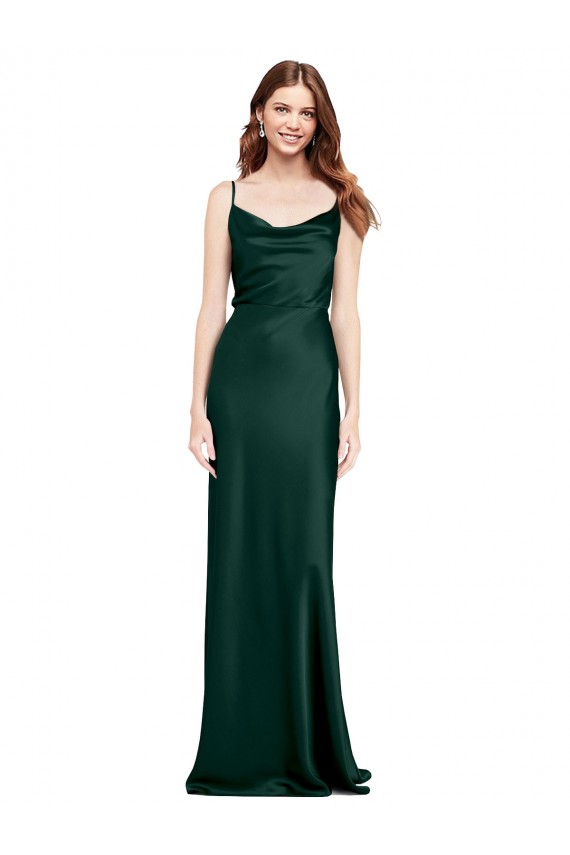 Acheter Vert Chasseur Fourreau Satiné Stretch Longue Formelles Robes demoiselle d'honneur / Robes de soirée / Robes de bal