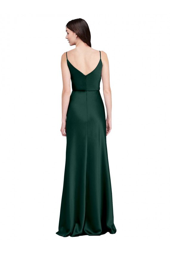 Acheter Vert Chasseur Fourreau Satiné Stretch Longue Formelles Robes demoiselle d'honneur / Robes de soirée / Robes de bal