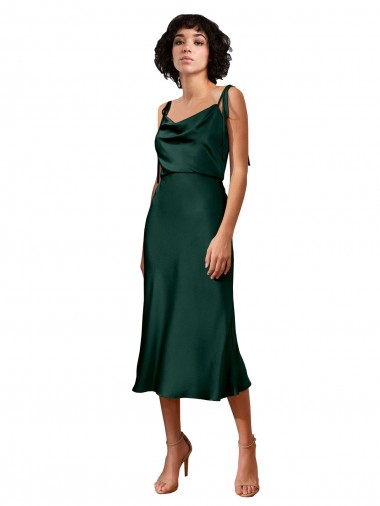 Acheter Vert Chasseur Fourreau midi Satiné Stretch Courte Robes demoiselle d'honneur / Robes de soirée / Robes de cocktail